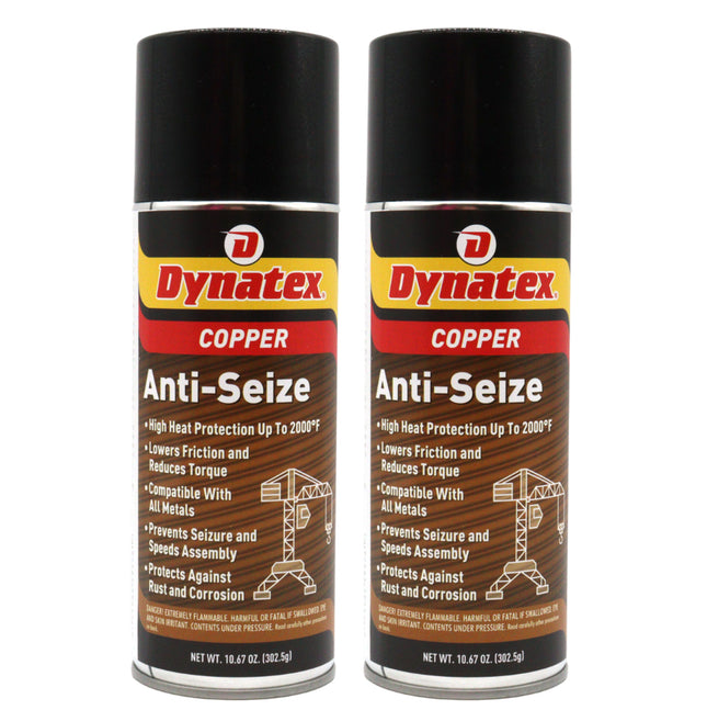 Dynatex Copper Anti-Seize 10.67 oz Aerosol Can - Heavy-Duty, Protects Against Extreme Heat Pressure Steam Water, Prevents Galling Seizing Corrosion (2-Pack)