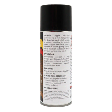 Dynatex Copper Anti-Seize 10.67 oz Aerosol Can - Heavy-Duty, Protects Against Extreme Heat Pressure Steam Water, Prevents Galling Seizing Corrosion (4-Pack)