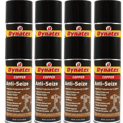 Dynatex Copper Anti-Seize 10.67 oz Aerosol Can - Heavy-Duty, Protects Against Extreme Heat Pressure Steam Water, Prevents Galling Seizing Corrosion (8-Pack)