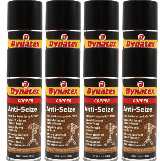 Dynatex Copper Anti-Seize 10.67 oz Aerosol Can - Heavy-Duty, Protects Against Extreme Heat Pressure Steam Water, Prevents Galling Seizing Corrosion (8-Pack)