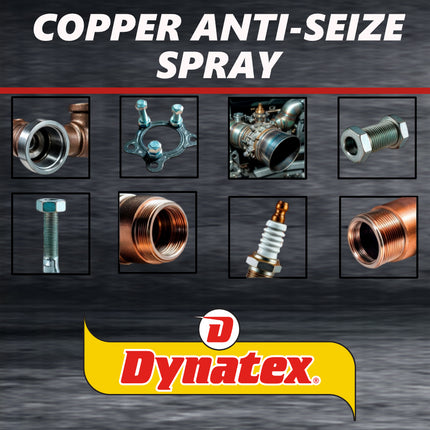 Dynatex Copper Anti-Seize 10.67 oz Aerosol Can - Heavy-Duty, Protects Against Extreme Heat Pressure Steam Water, Prevents Galling Seizing Corrosion (8-Pack)
