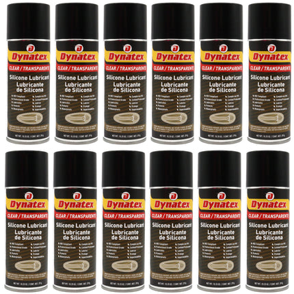 Dynatex Silicone Spray Lubricant 10.25 oz Aerosol Can - Dry Film, Waterproofs, Protects & Lubricates, Colorless Non-Toxic, Safe on Metal Plastic Rubber (12-Pack)