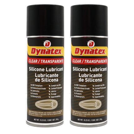 Dynatex Silicone Spray Lubricant 10.25 oz Aerosol Can - Dry Film, Waterproofs, Protects & Lubricates, Colorless Non-Toxic, Safe on Metal Plastic Rubber (2-Pack)