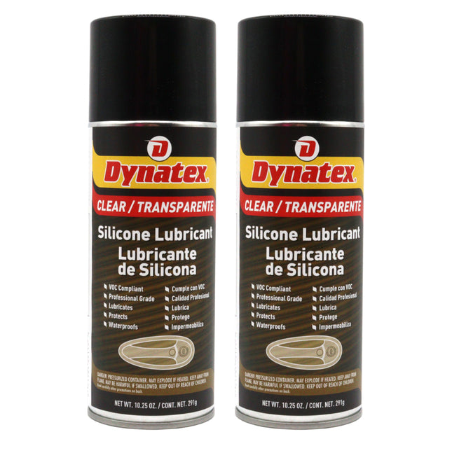 Dynatex Silicone Spray Lubricant 10.25 oz Aerosol Can - Dry Film, Waterproofs, Protects & Lubricates, Colorless Non-Toxic, Safe on Metal Plastic Rubber (2-Pack)