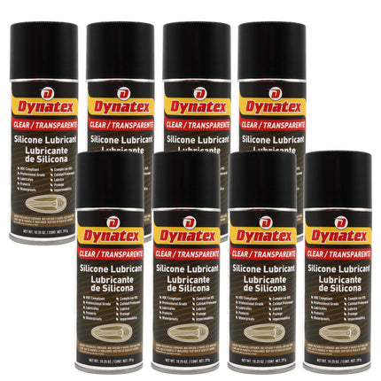 Dynatex Silicone Spray Lubricant 10.25 oz Aerosol Can - Dry Film, Waterproofs, Protects & Lubricates, Colorless Non-Toxic, Safe on Metal Plastic Rubber (8-Pack)