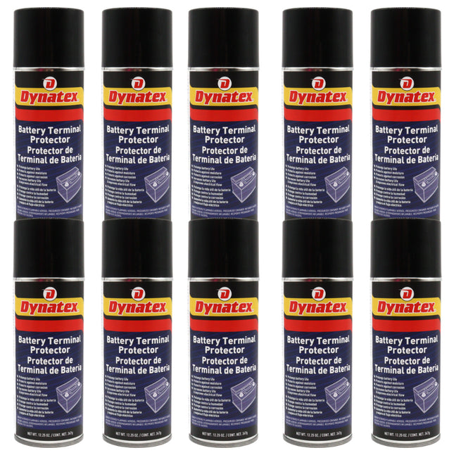 Dynatex Battery Terminal Protector 12.25 oz Aerosol Can - Prevents Corrosion, Seals & Coats Terminals, Prolongs Battery Life (10-Pack)