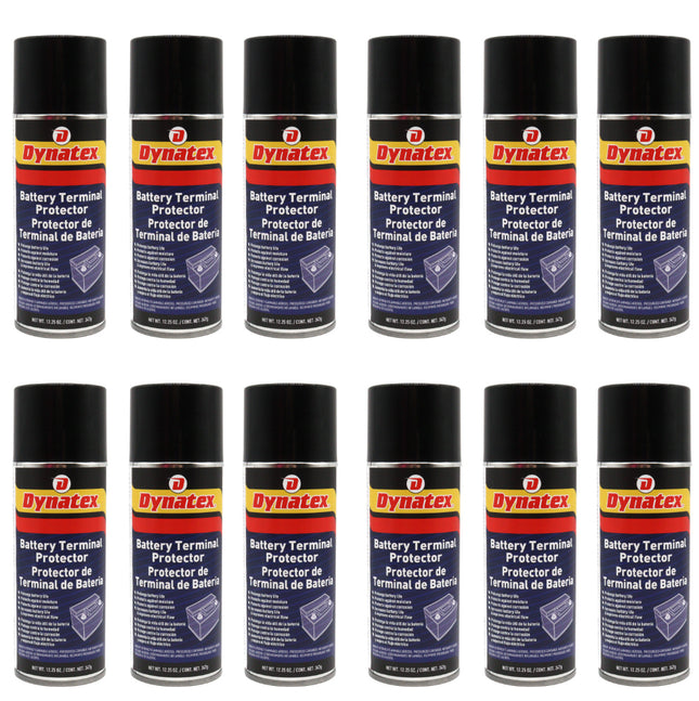Dynatex Battery Terminal Protector 12.25 oz Aerosol Can - Prevents Corrosion, Seals & Coats Terminals, Prolongs Battery Life (12-Pack)