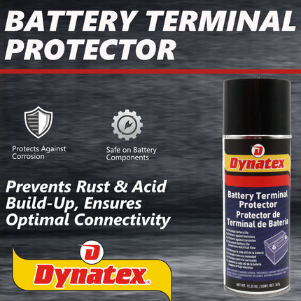 Dynatex Battery Terminal Protector 12.25 oz Aerosol Can - Prevents Corrosion, Seals & Coats Terminals, Prolongs Battery Life (4-Pack)