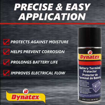 Dynatex Battery Terminal Protector 12.25 oz Aerosol Can - Prevents Corrosion, Seals & Coats Terminals, Prolongs Battery Life (4-Pack)