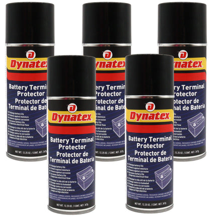 Dynatex Battery Terminal Protector 12.25 oz Aerosol Can - Prevents Corrosion, Seals & Coats Terminals, Prolongs Battery Life (5-Pack)