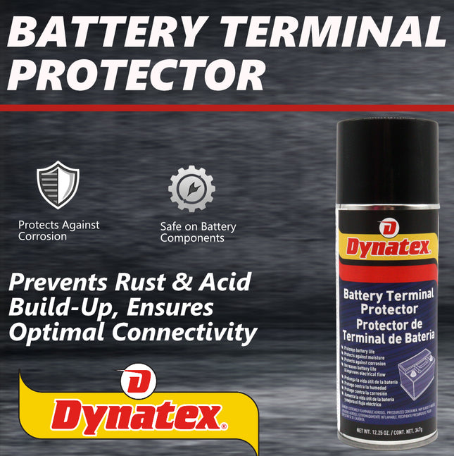 Dynatex Battery Terminal Protector 12.25 oz Aerosol Can - Prevents Corrosion, Seals & Coats Terminals, Prolongs Battery Life (6-Pack)