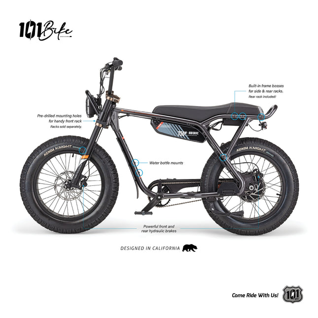 101 Bike Seaside Electric Bike 750W High-Torque Motor, Adult Step-Through E-Bike with Pedal Assist & Throttle, Front Suspension, Disc Brakes, All-Terrain Tires, Commuter & Beach Cruiser E-Bicycle
