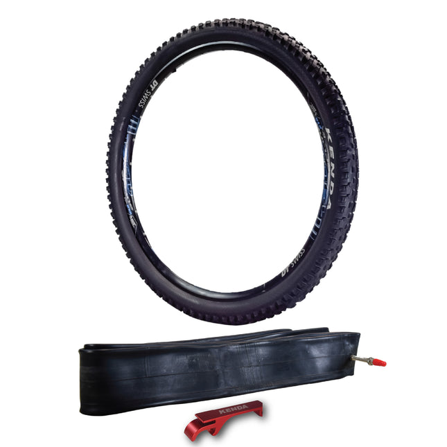 Kenda Nevegal 2 Pro K1211 27.5x2.40 Mountain Bike Tire & Kenda 27.5x2.00-2.40 Tube - Aggressive Tread for Hard Pack & Loose Terrain, All-Mountain/Downhill/Enduro Bikes, Up to 30mph, w/Keychain