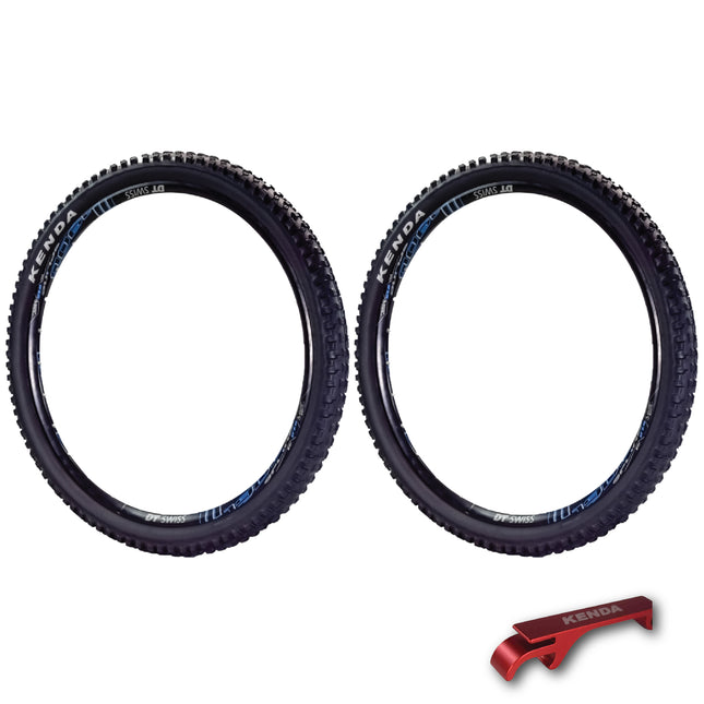 Kenda Nevegal 2 EMC K1211E 29x2.60 and 29x2.40 Mountain Bike Tires with Foldable ATC Casing, EN-DTC Compound, E-Bike Ready (ECE-R75) Low Rolling Resistance for Enduro/Trail + Keychain (2 Pack)