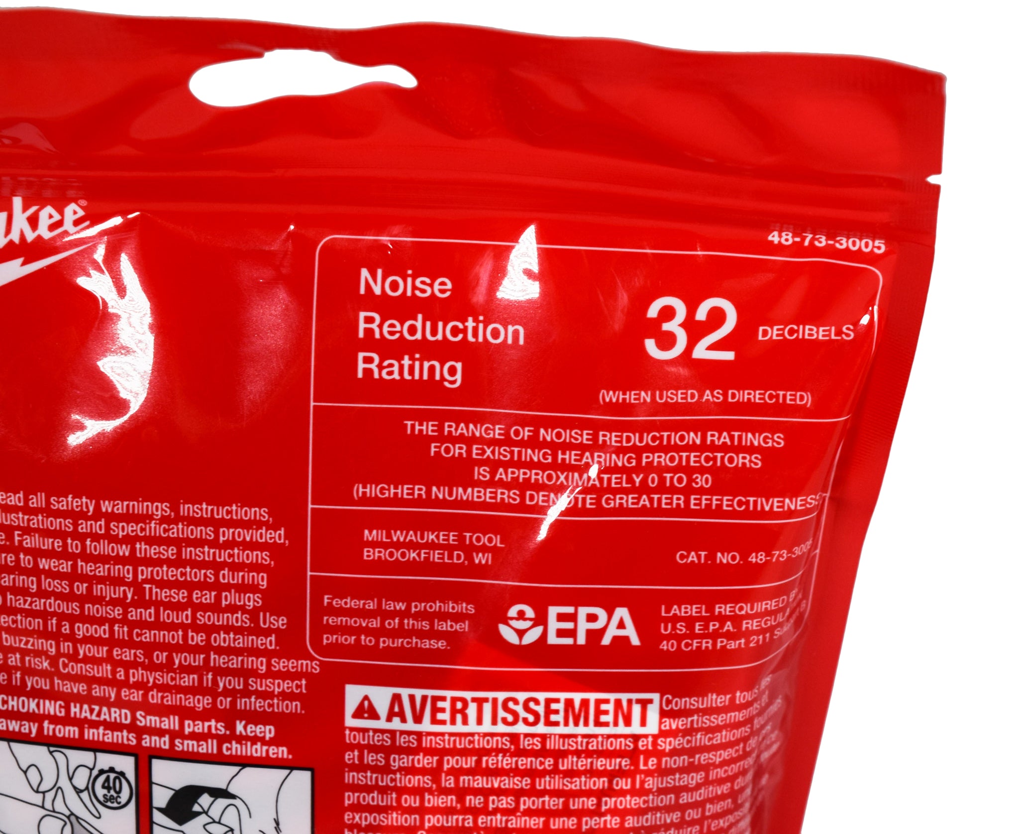 Milwaukee 48-73-3005 Red Disposable Earplugs with 32 dB Noise Reduction Rating - pack of 100