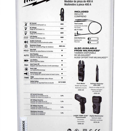 Milwaukee 2235-20 Heavy Duty 400 Amp True-RMS Digital Clamp Meter