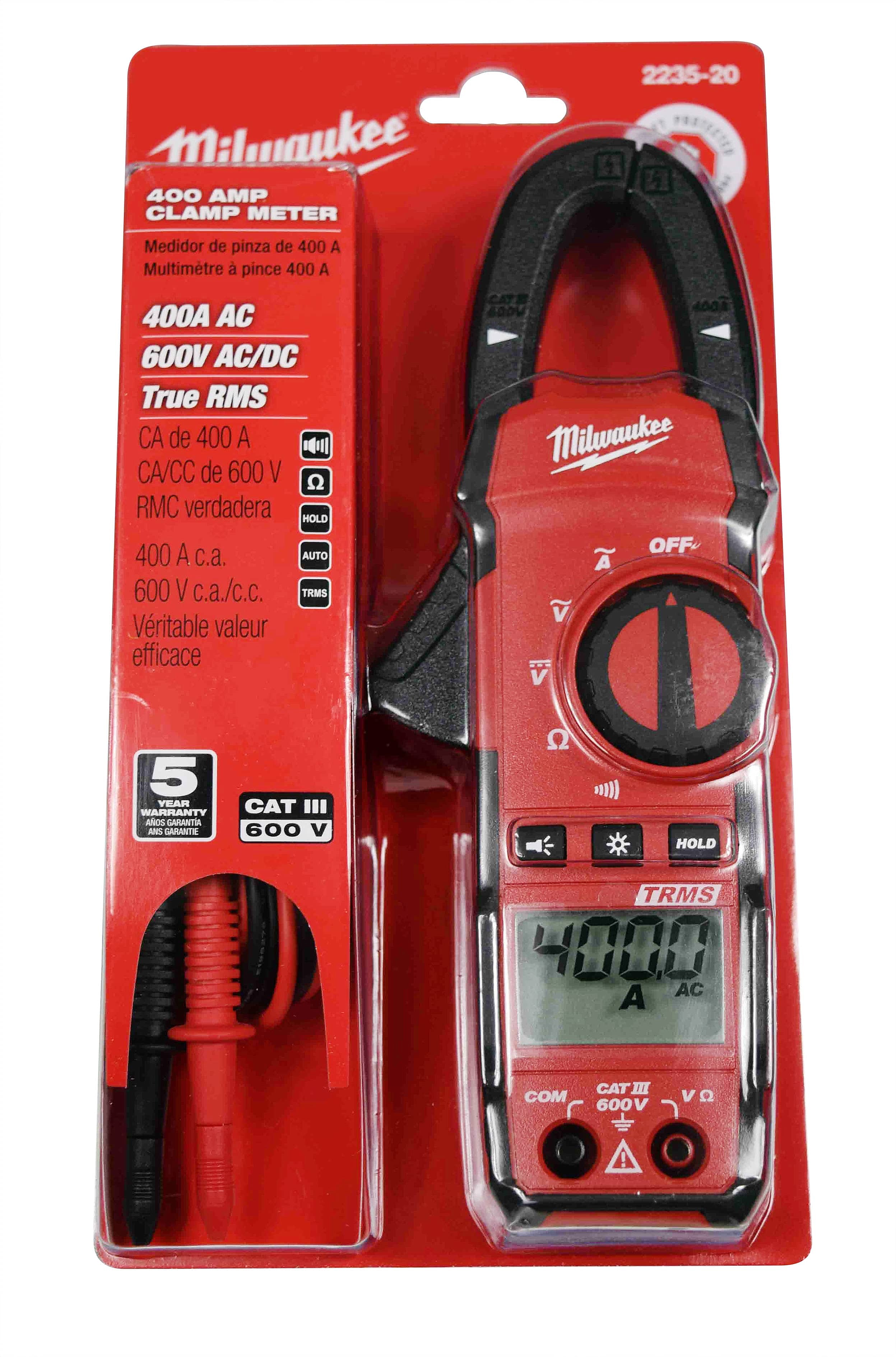 Milwaukee 2235-20 Heavy Duty 400 Amp True-RMS Digital Clamp Meter