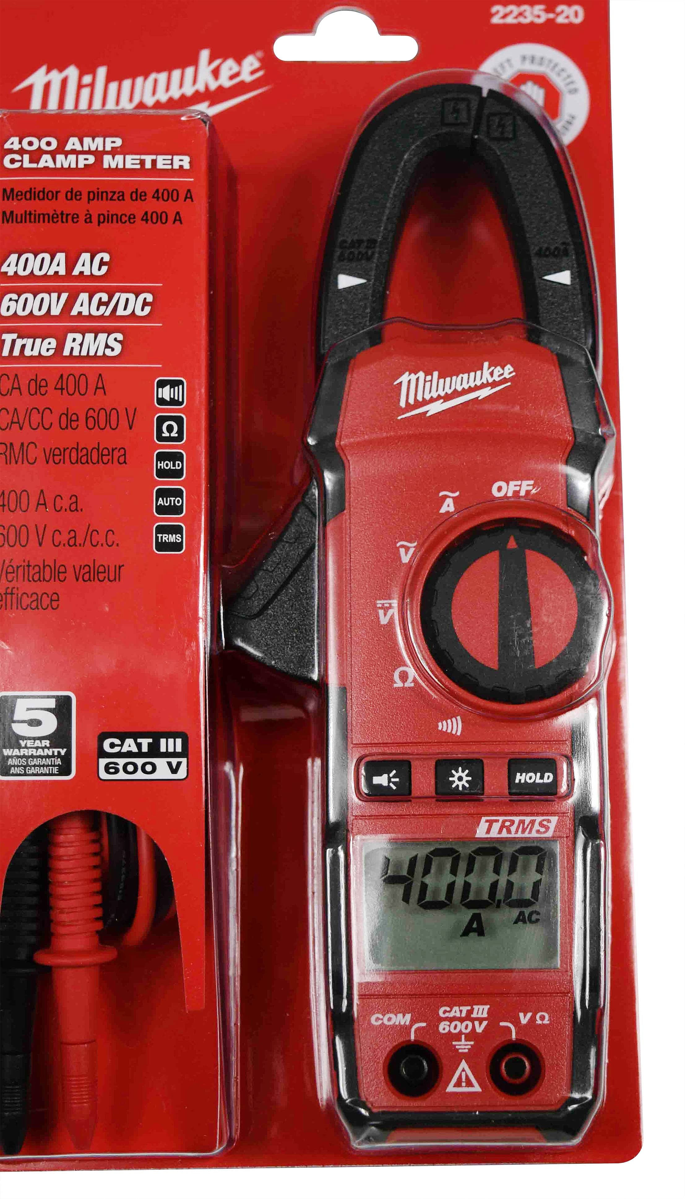 Milwaukee 2235-20 Heavy Duty 400 Amp True-RMS Digital Clamp Meter