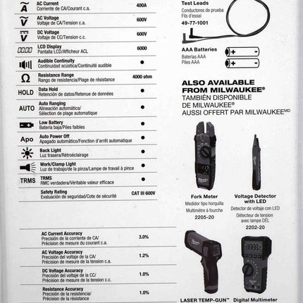 Milwaukee 2235-20 Heavy Duty 400 Amp True-RMS Digital Clamp Meter