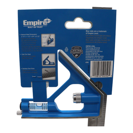 Empire E250 12-Inch Level - Heavy Duty Professional Combination Square w/Etched Stainless Steel Blade and True BlueR Vial