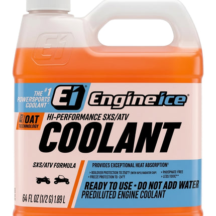 Engine Ice Hi-Performance SXS/ATV Coolant & Antifreeze, Orange, 0.5 Gallon - Optimal Cooling, Phosphate Free, Ready-to-Use for UTVs & ATVs