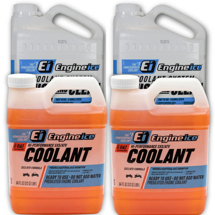Engine Ice Hi-Performance SXS/ATV Coolant & Antifreeze (0.5 gal x2) + Coolant System Flush and Clean (0.5 gal x2) Combo Kit (4-Pack) for ATVs & UTVs
