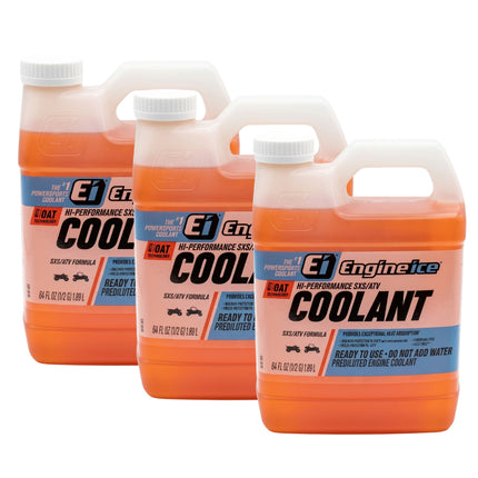Engine Ice Hi-Performance SXS/ATV Coolant & Antifreeze, Orange, 0.5 Gallon - Optimal Cooling, Phosphate Free, Ready-to-Use for UTVs & ATVs (3 Pack)