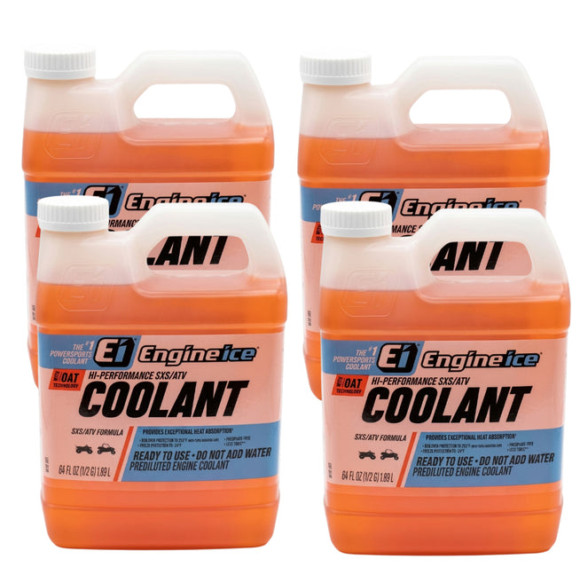 Engine Ice Hi-Performance SXS/ATV Coolant & Antifreeze, Orange, 0.5 Gallon - Optimal Cooling, Phosphate Free, Ready-to-Use for UTVs & ATVs (4 Pack)