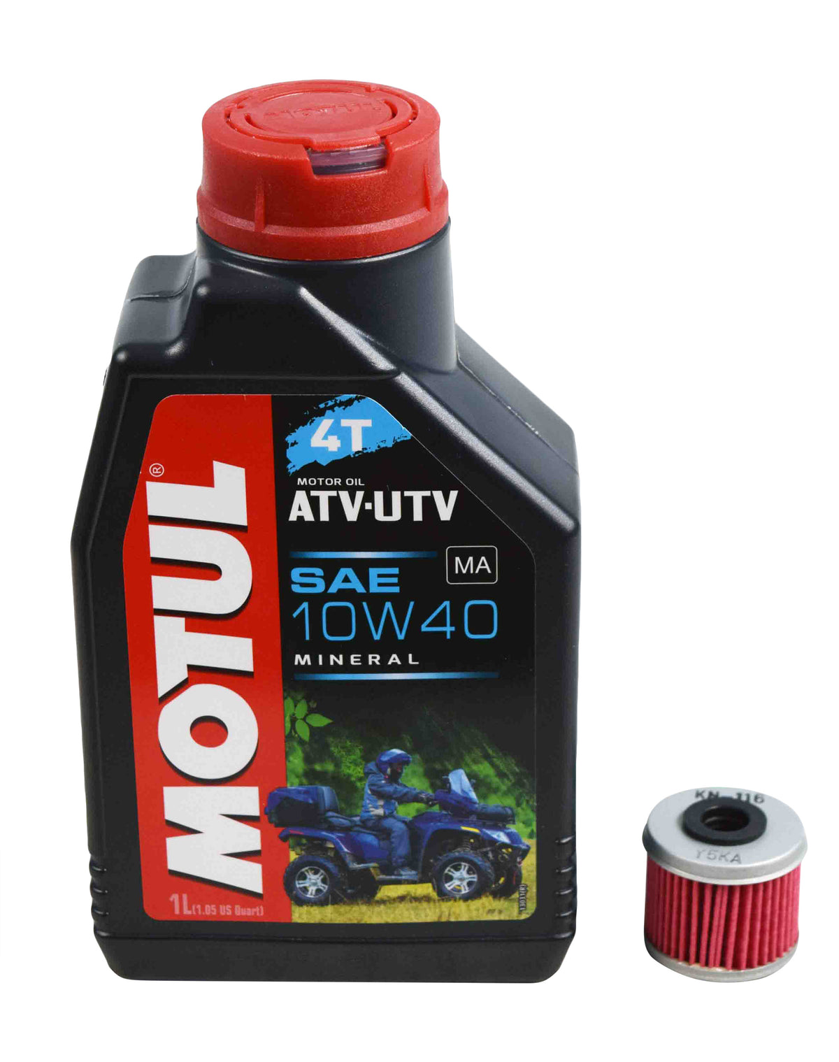 Motul 105878 10W-40 1 Liter Mineral Engine Oil Change Kit w/ KN-116 KN Filter