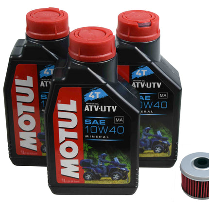 Motul 105878 10W-40 3 Liters Mineral Engine Oil Change Kit w/ KN-113 KN Filter