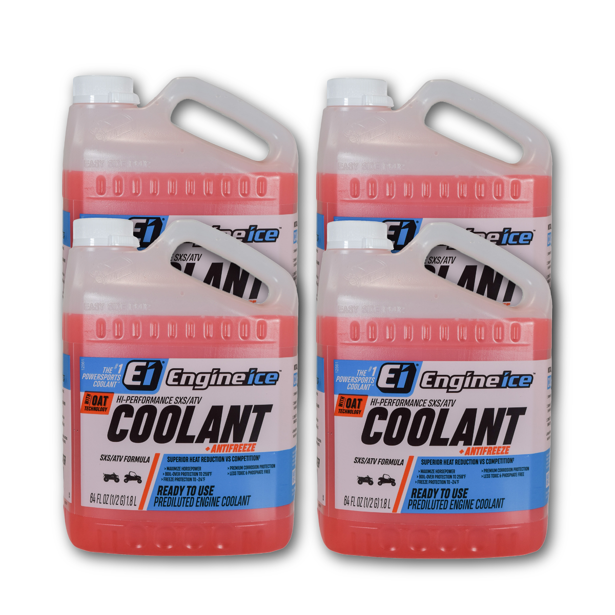 Engine Ice Hi-Performance SXS/ATV Coolant & Antifreeze, Orange, 0.5 Gallon - Optimal Cooling, Phosphate Free, Ready-to-Use for UTVs & ATVs (4 Pack)