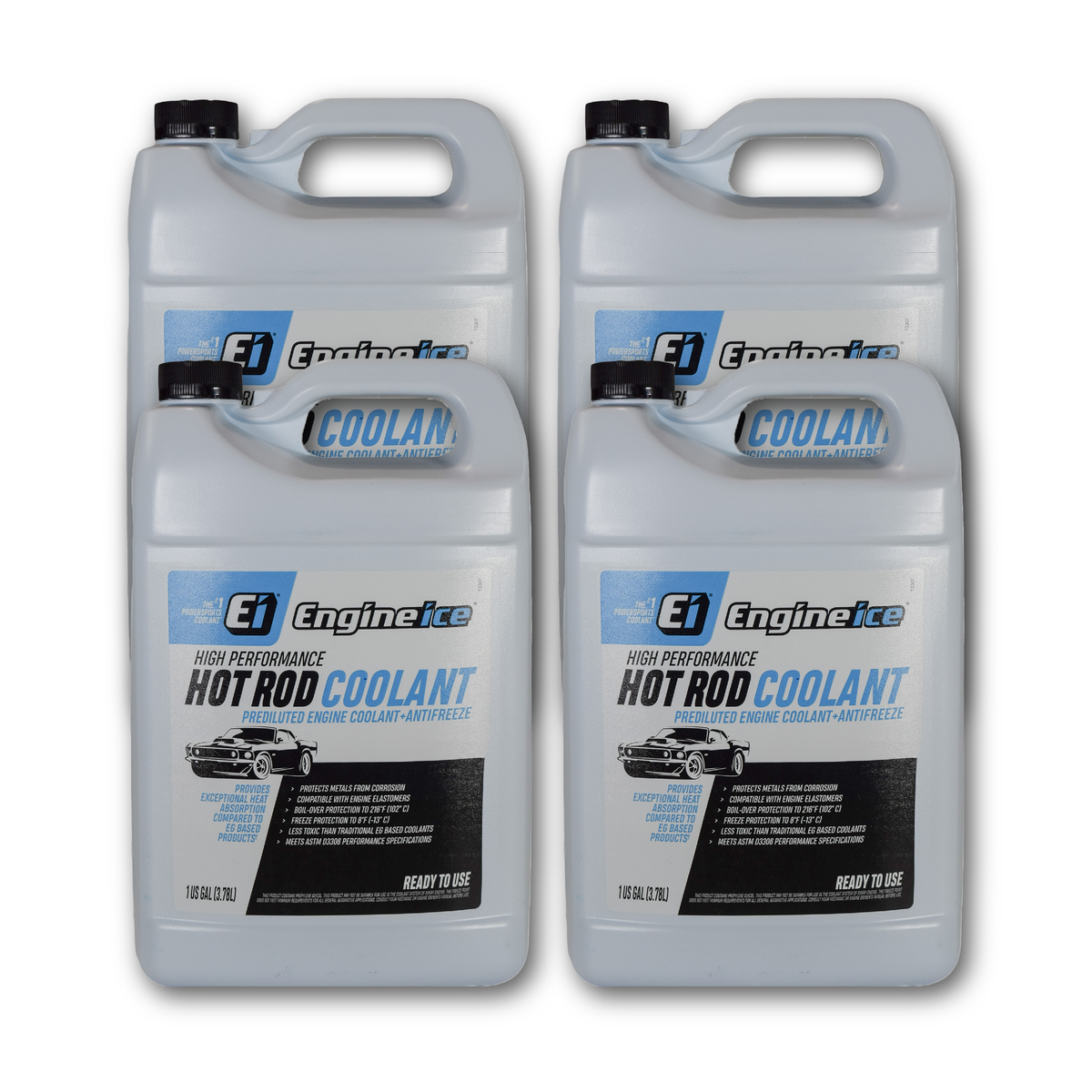 Engine Ice Hot Rod Coolant & Antifreeze, 1 Gallon, Blue - High-Performance Cooling for Motorcycles, ATVs, Cars - New OAT Technology (4 Pack)