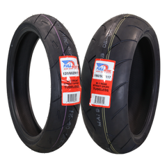 Full Bore M1 120/60ZR17 Front & 190/50ZR17 Rear Motorcycle Tires, High-Performance Radial, Superior Grip & Handling for Street & Track, 120/60-17, 190/50-17, USA Family Owned