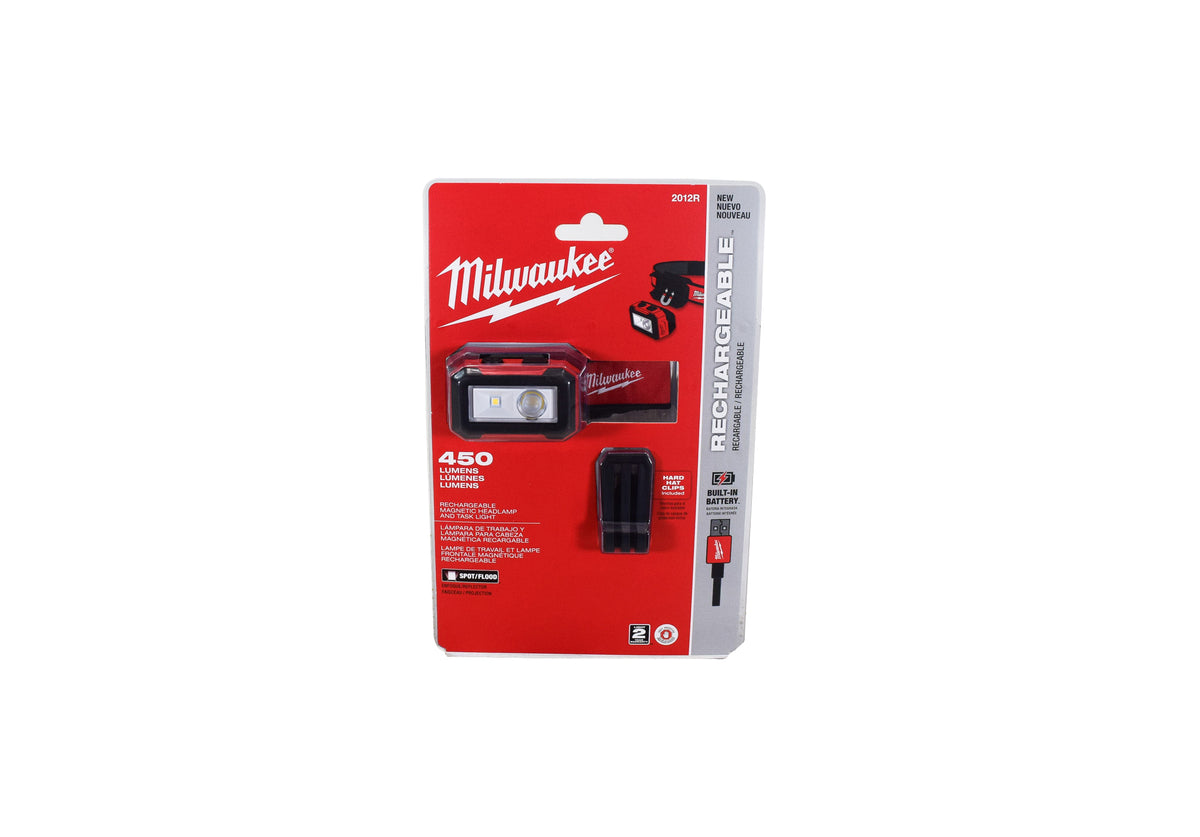 Milwaukee 2012R Rechargeable Detachable Magnetic Headlamp / Task Light 450 Lumens