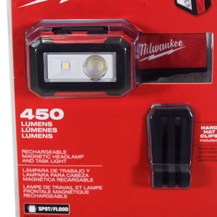 Milwaukee 2012R Rechargeable Detachable Magnetic Headlamp / Task Light 450 Lumens