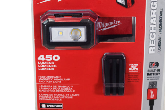 Milwaukee 2012R Rechargeable Detachable Magnetic Headlamp / Task Light 450 Lumens
