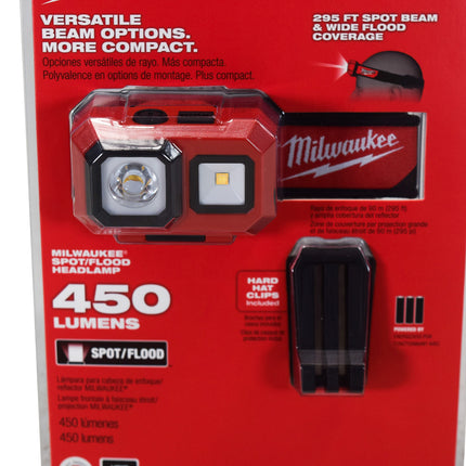 Milwaukee 2104 Spot Flood 450 Lumens Adjustable Hard Hat Headlamp Light
