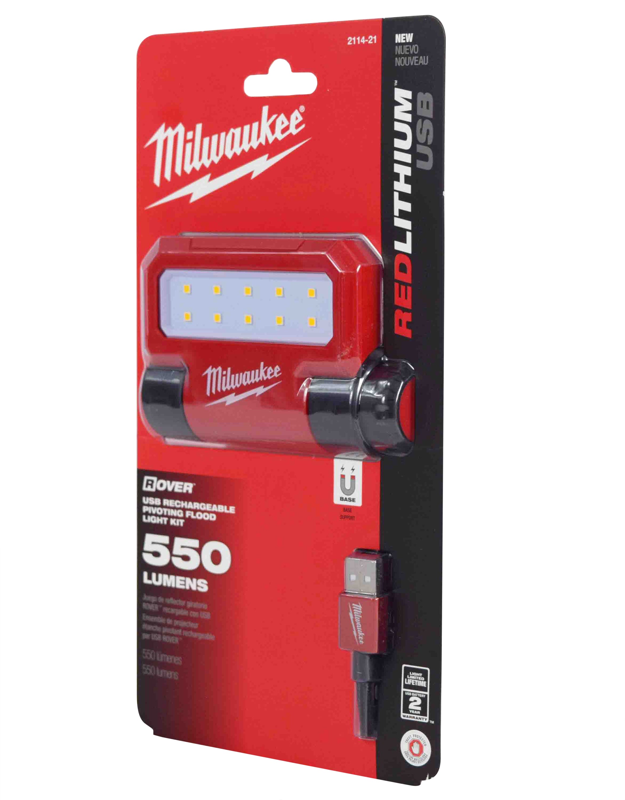 Milwaukee 2114-21 USB Rechargeable Rover Pivoting Flood Light Kit