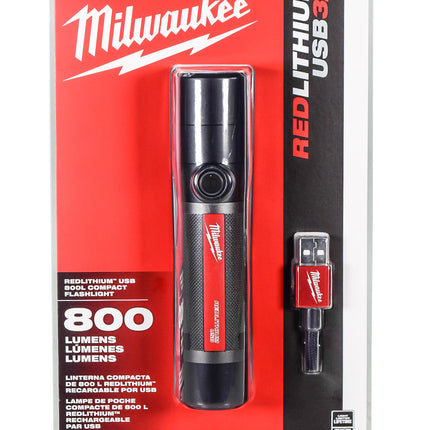 Milwaukee 2160-21 USB Rechargeable 800L Compact Flashlight (3 Ah)