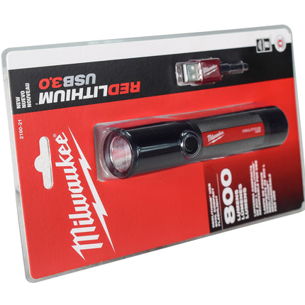Milwaukee 2160-21 USB Rechargeable 800L Compact Flashlight (3 Ah)