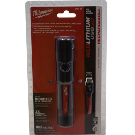 Milwaukee 2161-21 USB Recharrgeable 1100LTwist Focus Flashlight
