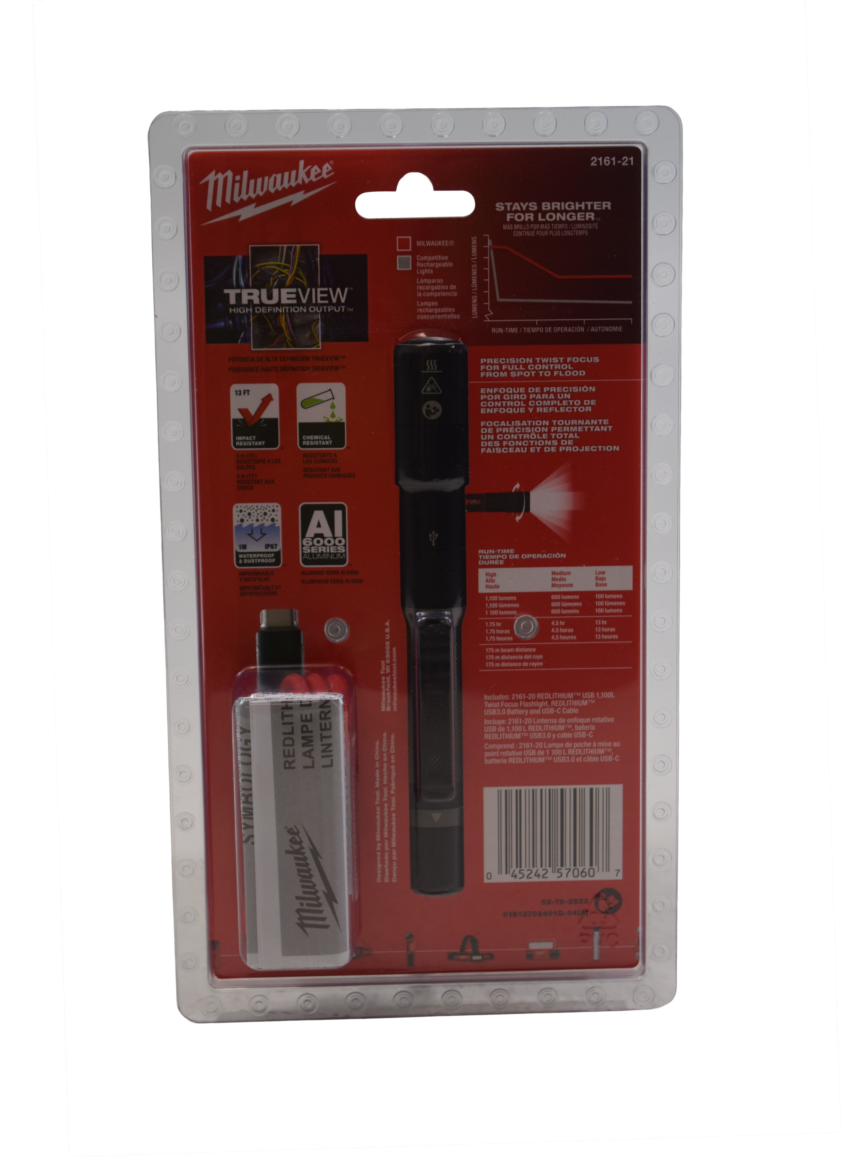 Milwaukee 2161-21 USB Recharrgeable 1100LTwist Focus Flashlight Mass Depot Milwaukee 2161-21 USB Recharrgeable 1100LTwist Focus Flashlight Mass Depot