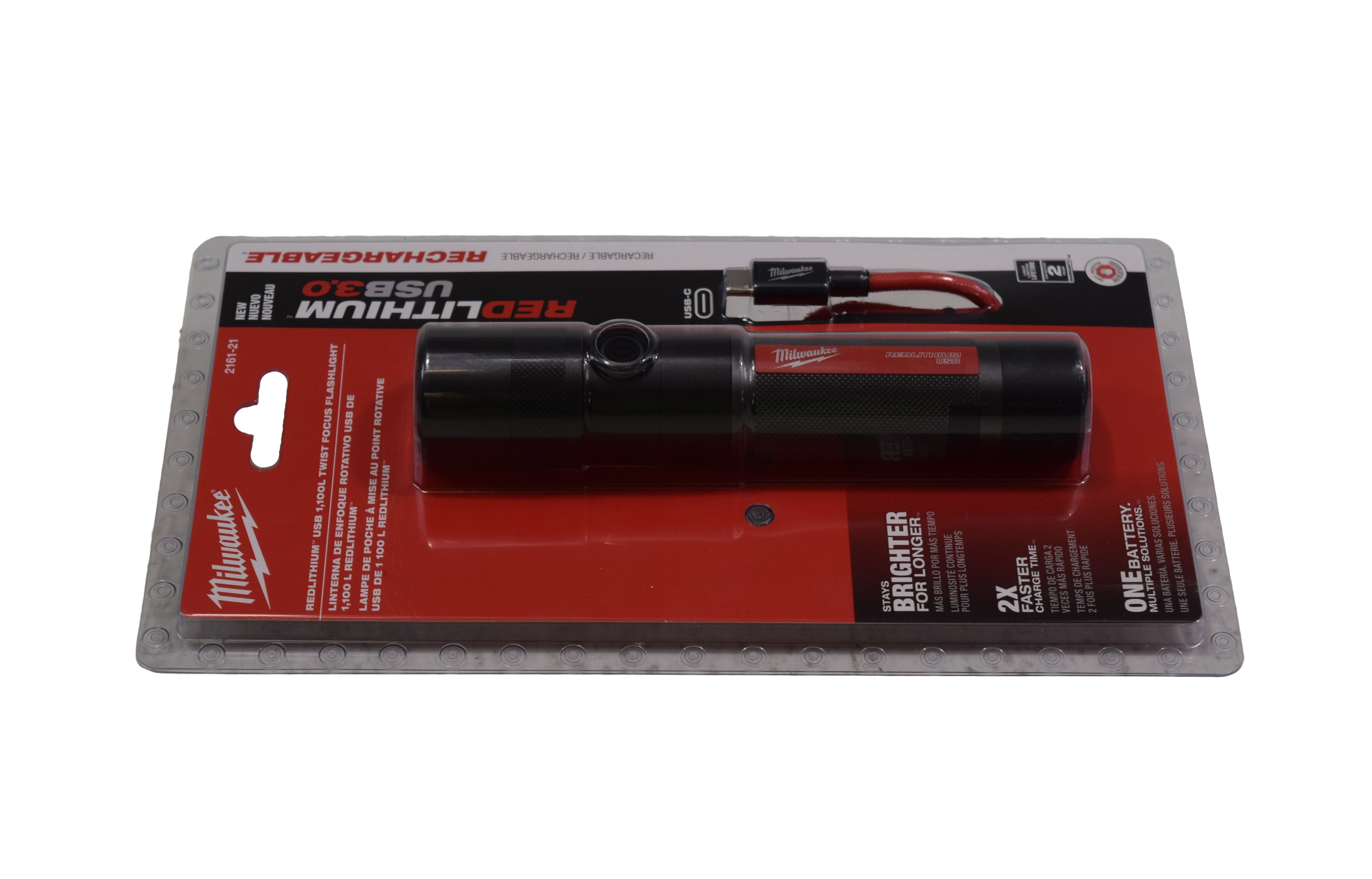 Milwaukee 2161-21 USB Recharrgeable 1100LTwist Focus Flashlight