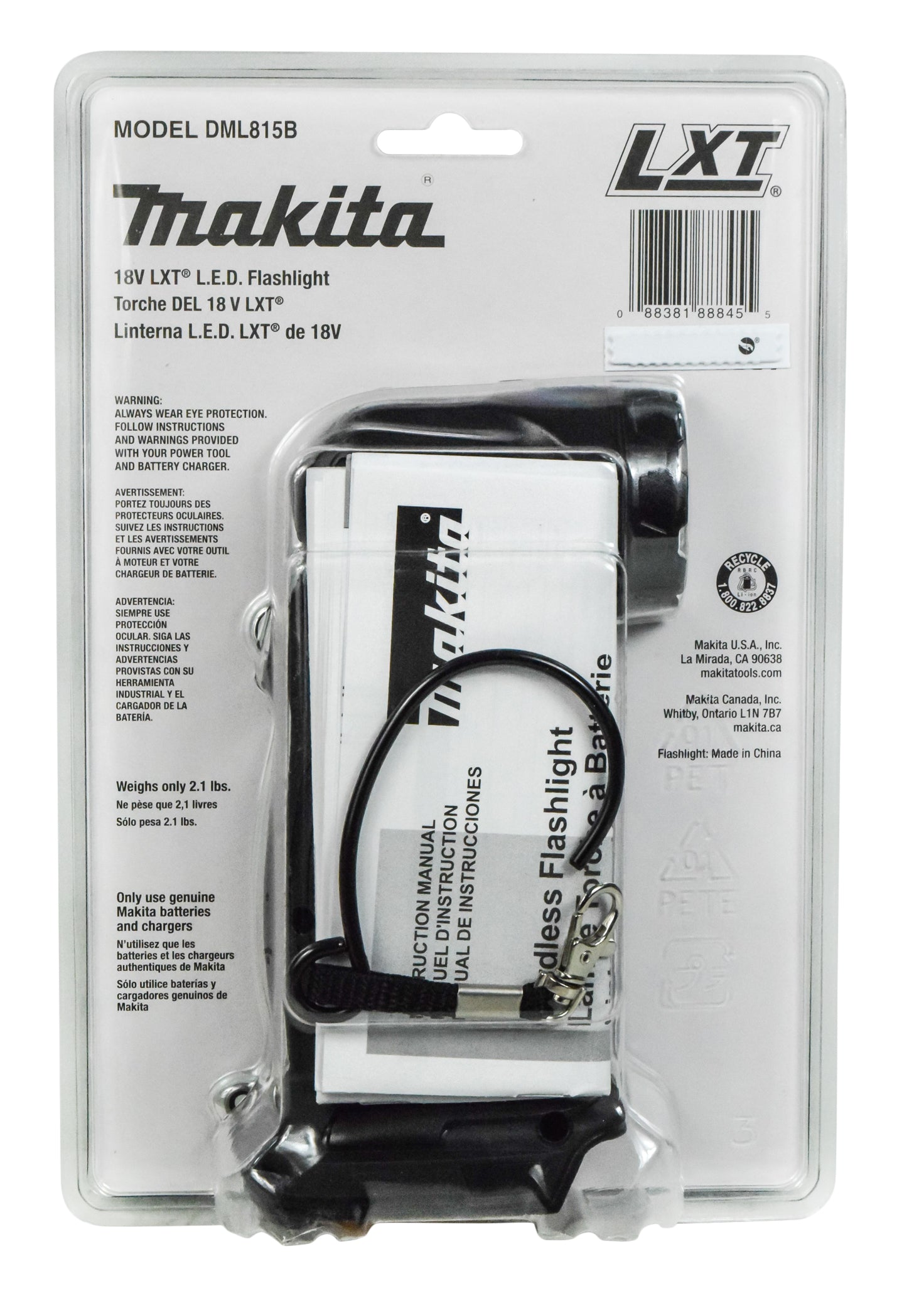 Makita DML815B 18V LXT Lithium-Ion Cordless L.E.D. Flashlight, Flashlight Only