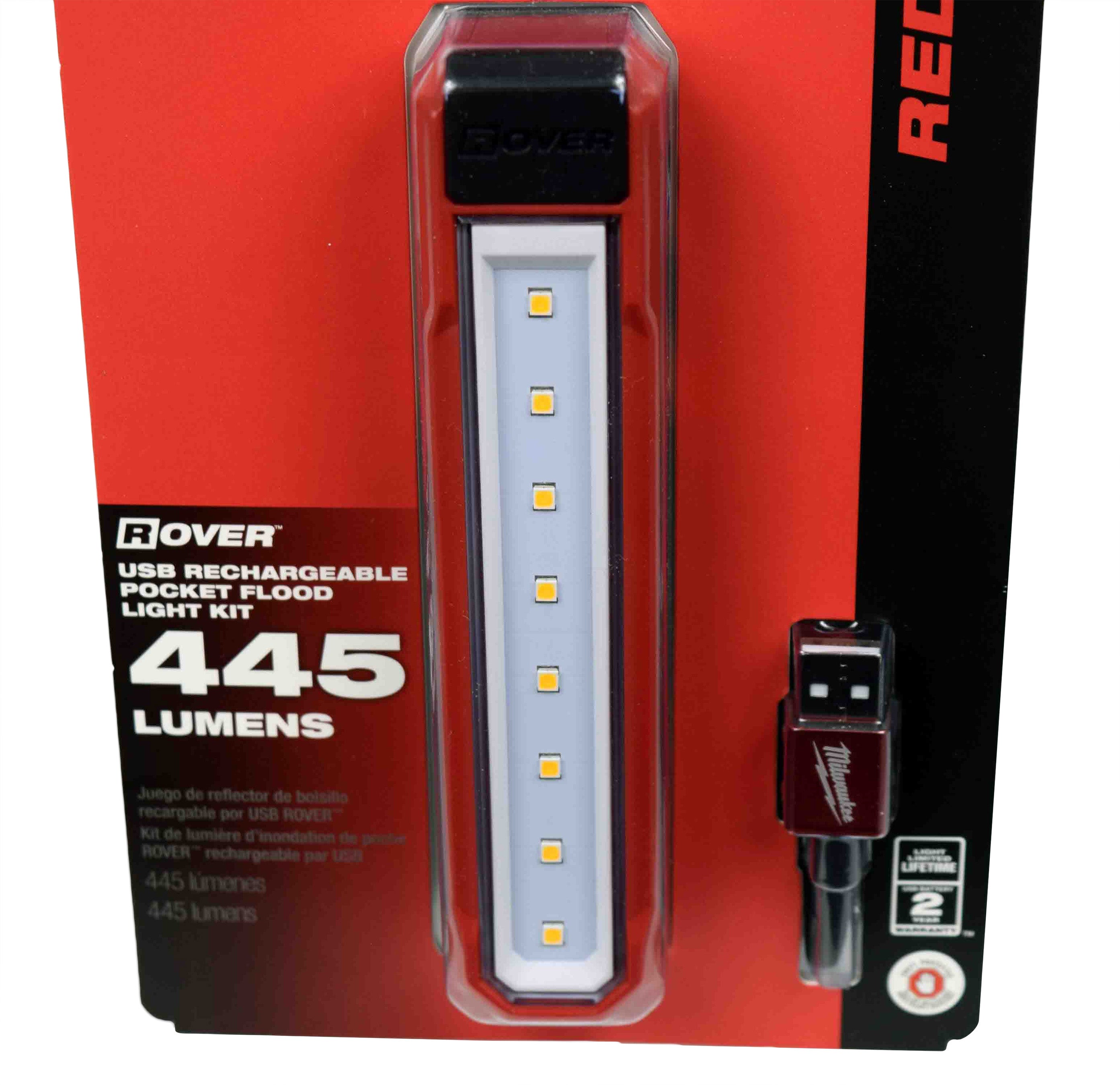 Milwaukee 2112-21 USB Rechargeable RedLithium Rover Pocket Flood Light