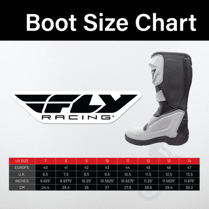 Fly Racing Maverik Boots (Adult - Size: 10) CE Approved with Elastic Gaiter, 3-Buckle Closure, & Superior Grip Rubber Outsole for Use In: Enduro Racing, Powersports, & Motocross (Grey/Blk)