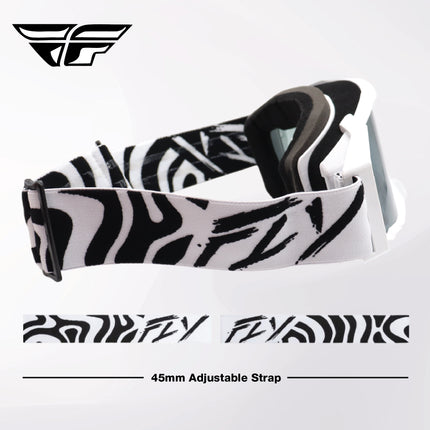 Fly Racing Zone Elite Goggles – Premium Motocross & Off-Road Goggles with HD Lens System, Quick-Change Technology & Pro Fit (Black/White)