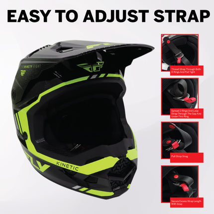 Fly Racing Kinetic Verdict Helmet – DOT/ECE 22.06 Approved – Lightweight MX Helmet with TFV Ventilation, Removable Liner & Helmet Bag Large (Black/Hi-Vis Yellow/Grey)