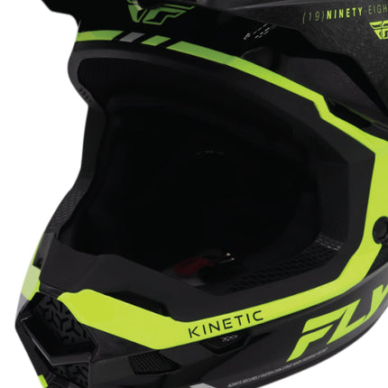 Fly Racing Kinetic Verdict Helmet – DOT/ECE 22.06 Approved – Lightweight MX Helmet with TFV Ventilation, Removable Liner & Helmet Bag Large (Black/Hi-Vis Yellow/Grey)