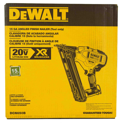 Dewalt DCN650B 20V MAX XR Cordless Lithium-Ion 15 Gauge Angled Finish Nailer